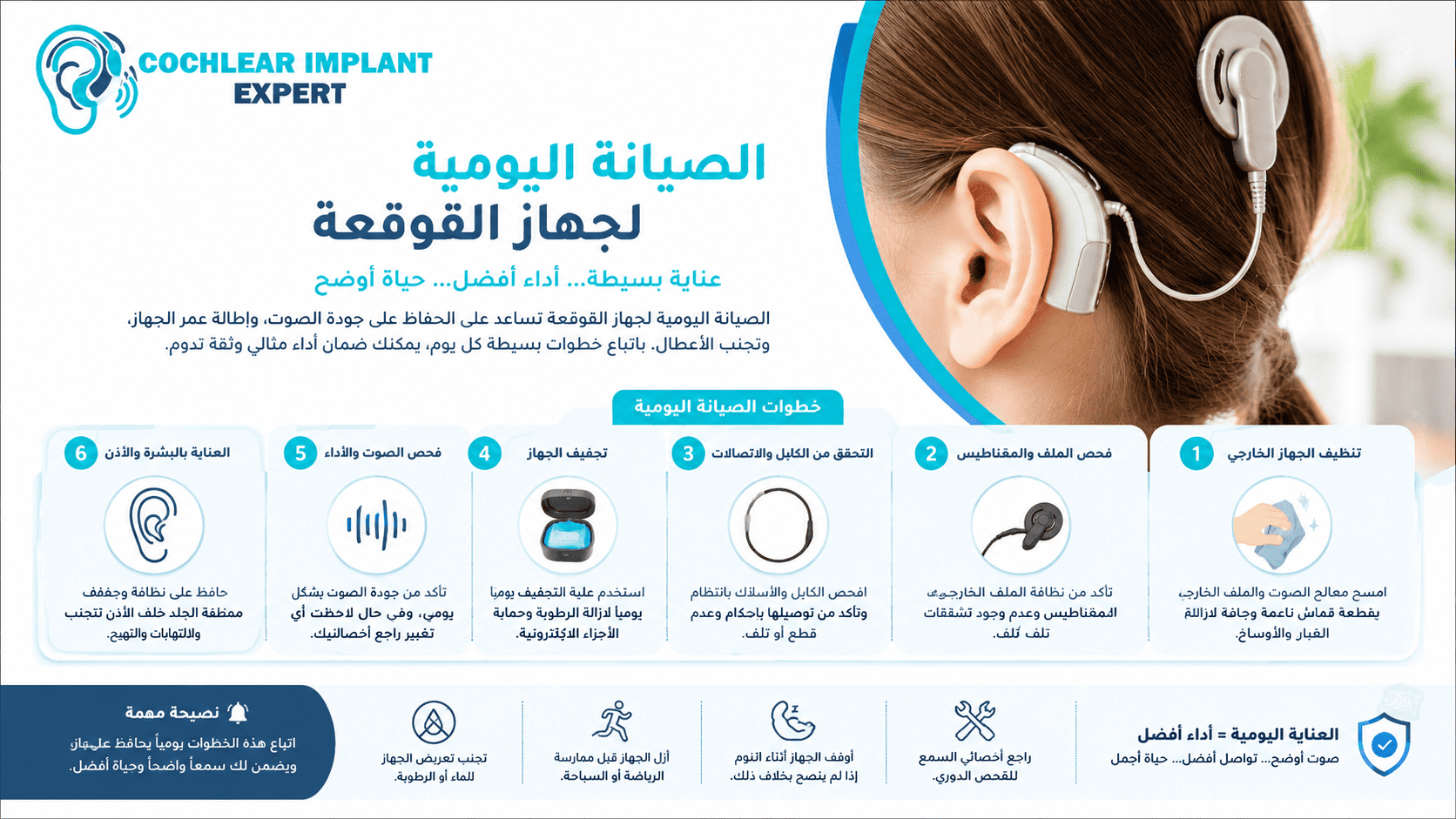 الصيانة اليومية لجهاز القوقعة